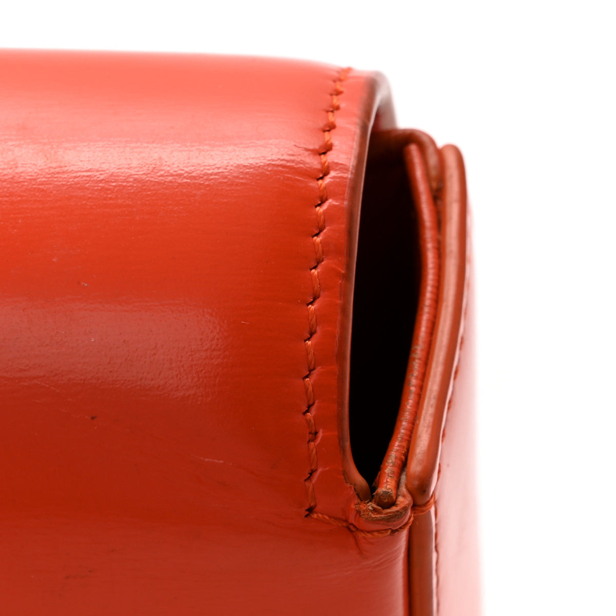 Celine Shiny Calfskin Triomphe Chain Shoulder Bag Pop Orange 13 of 19