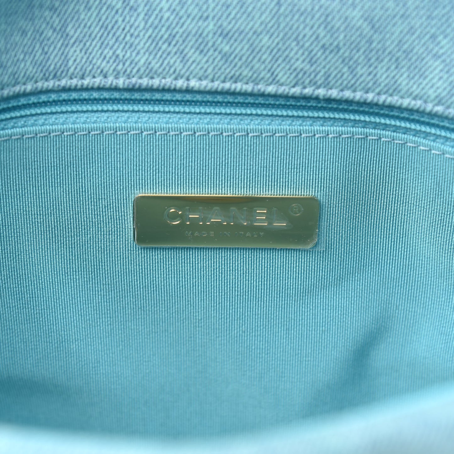 Denim Quilted Medium Chanel 19 Flap Neon Blue