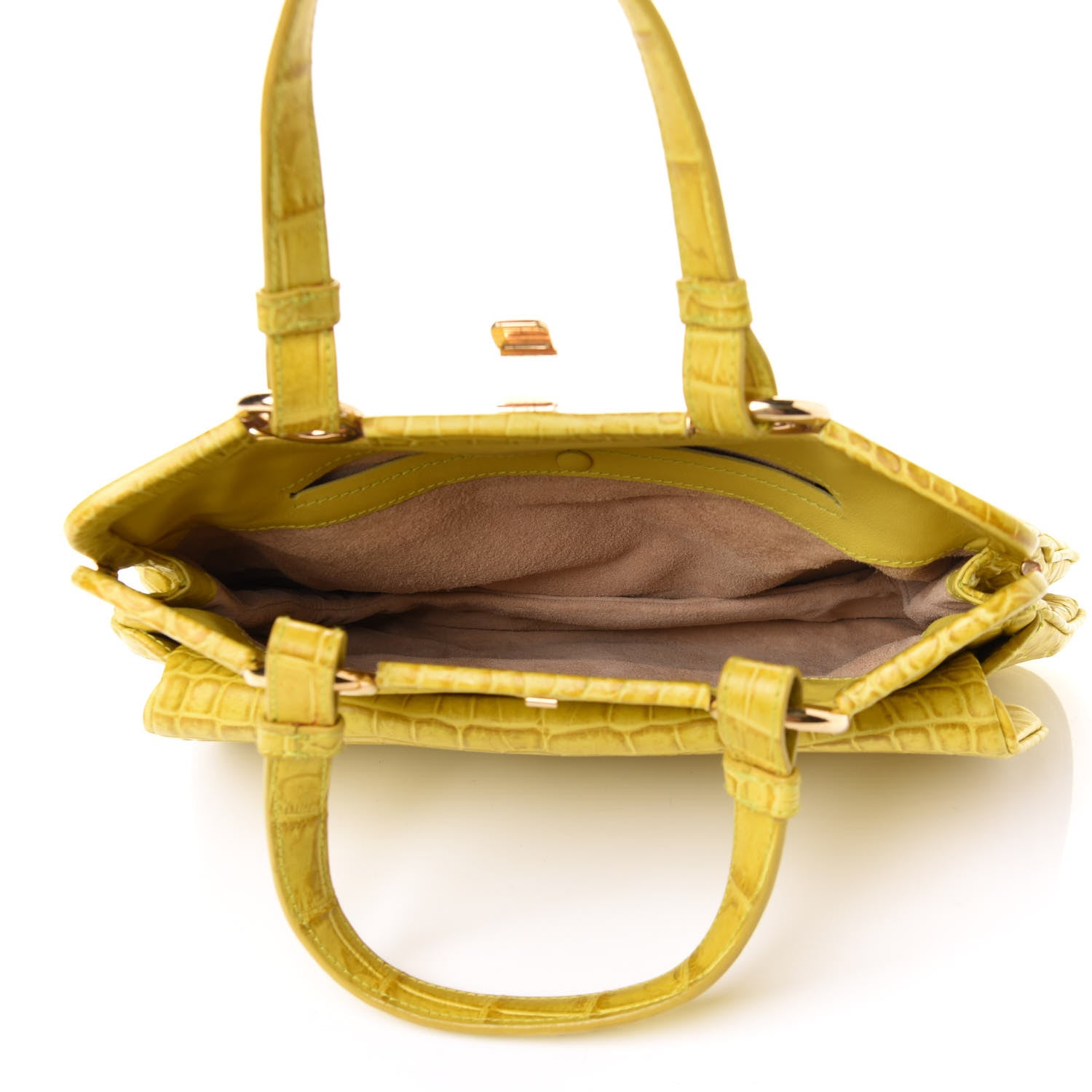 Bottega Veneta Crocodile Flap Pocket Frame Tote Yellow 4 of 5