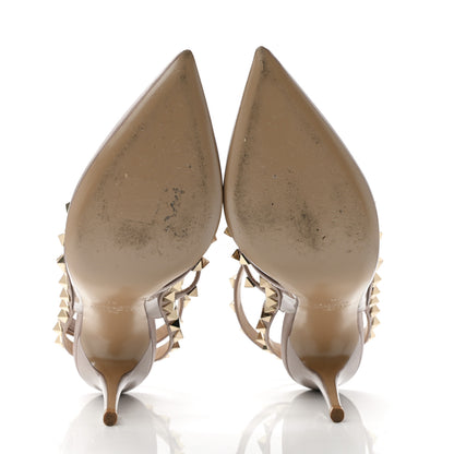 Valentino Garavani Patent Nappa Rockstud Ankle Strap 100mm Pumps 37 Poudre 5 of 8