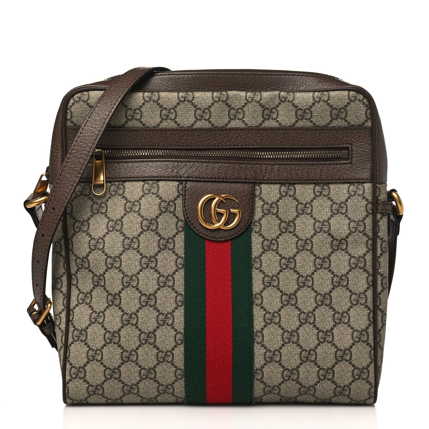 Gucci GG Supreme Monogram Web Medium Ophidia Messenger Bag Brown 1 of 9
