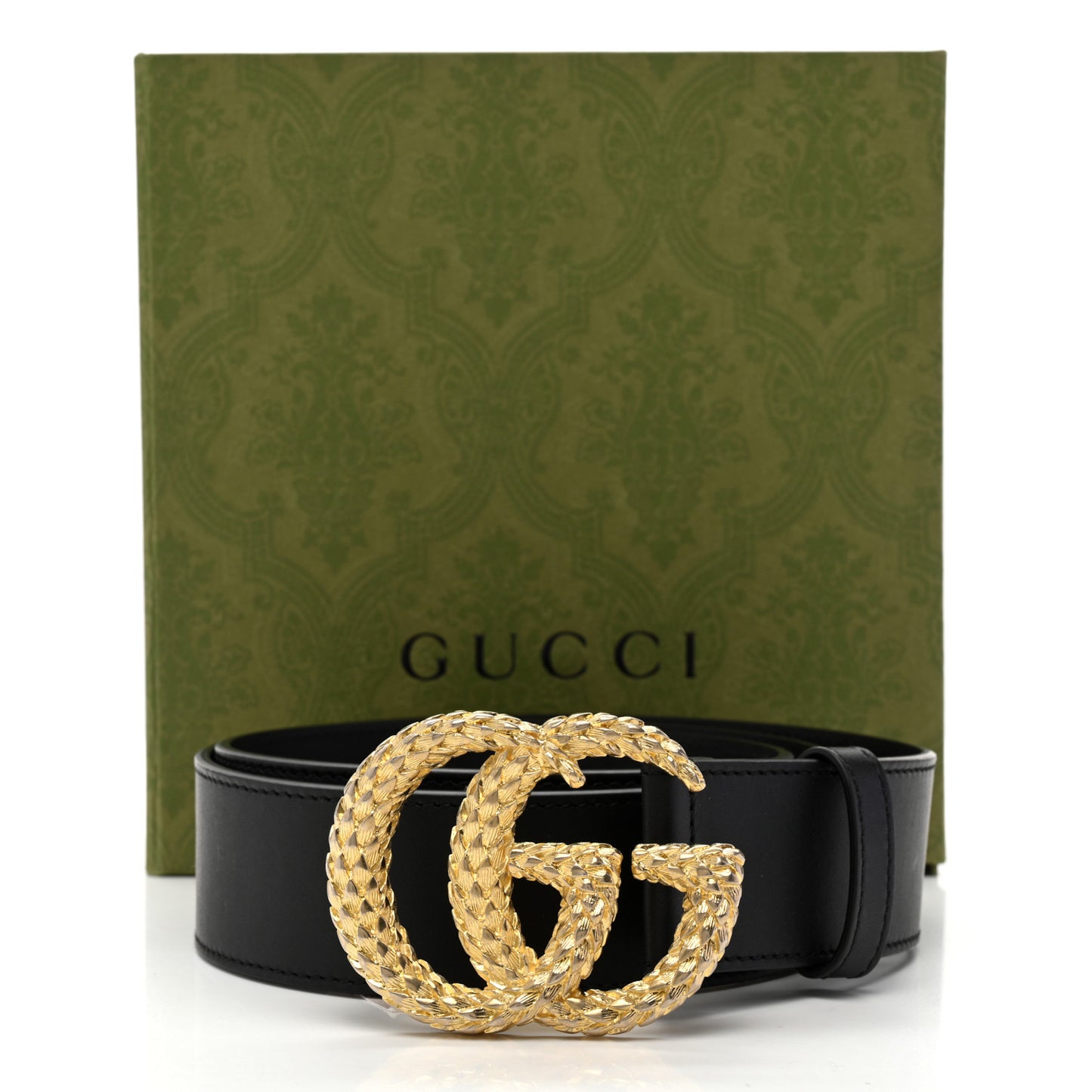 Moon Calfskin Scales Double G 40mm Belt 90 36 Black