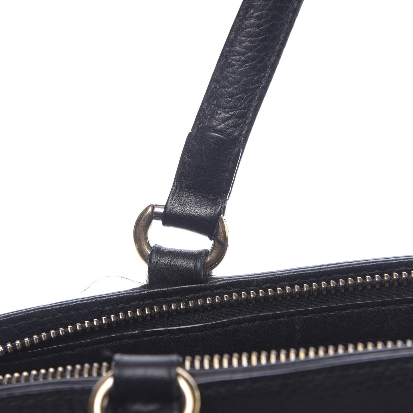Pebbled Calfskin Small Soho Top Handle Bag Black