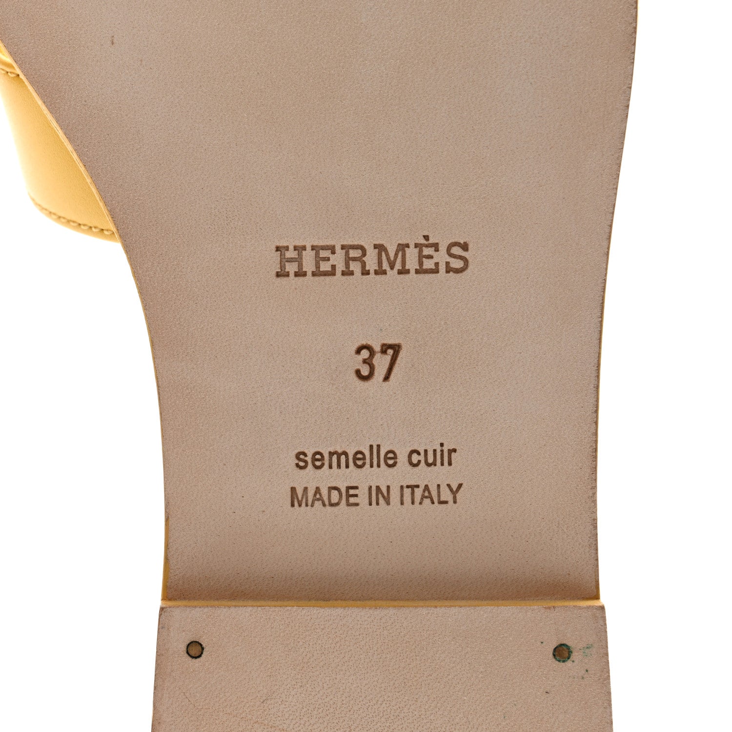 Hermes Calfskin Oran Sandals 37 Jaune Citron 6 of 9