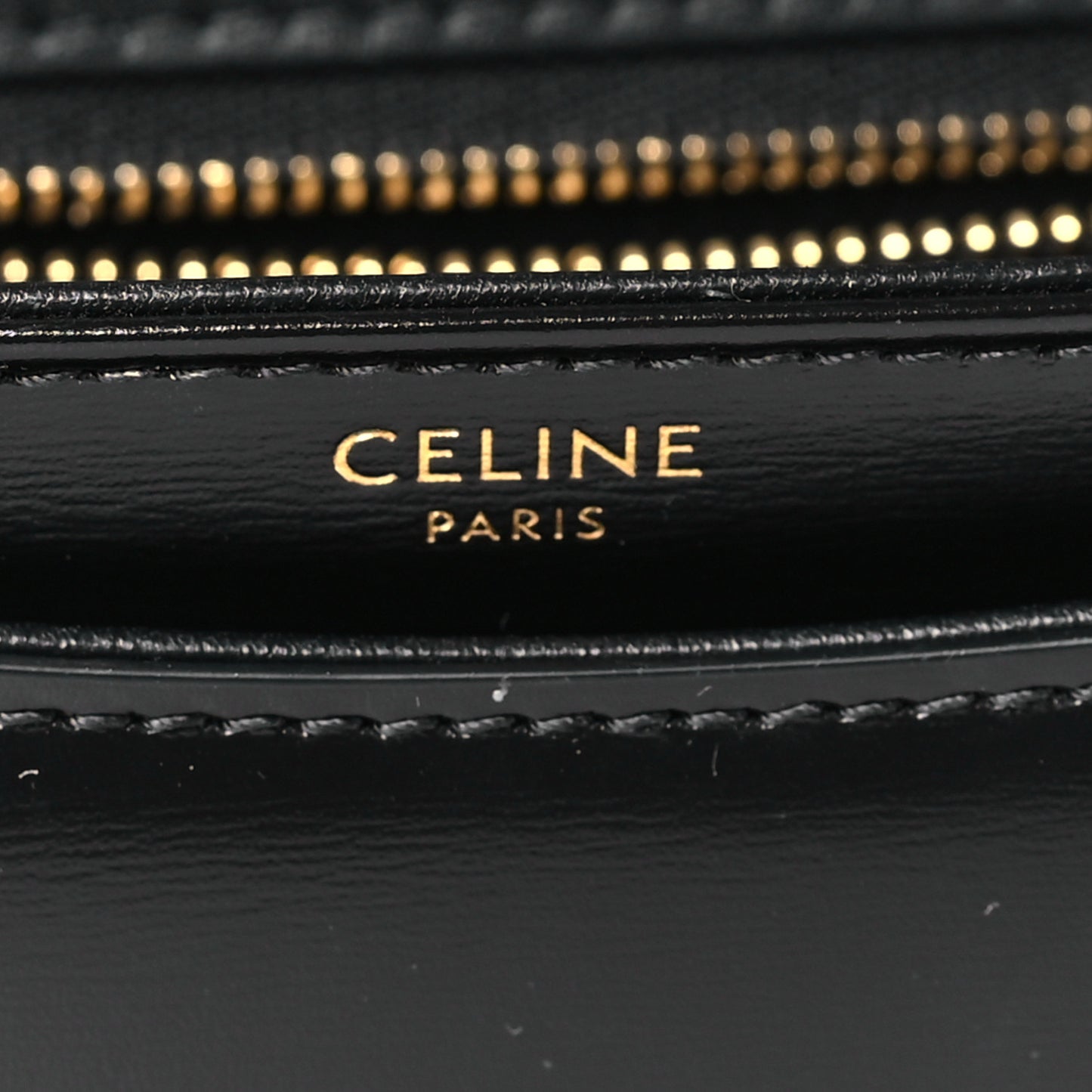 Shiny Calfskin Besace Clea Chain Triomphe Black