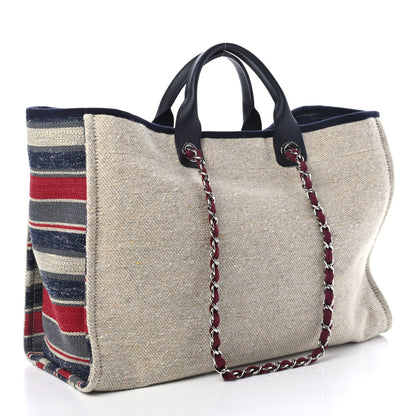 Chanel Striped Canvas Large Deauville Tote Beige 2 of 5