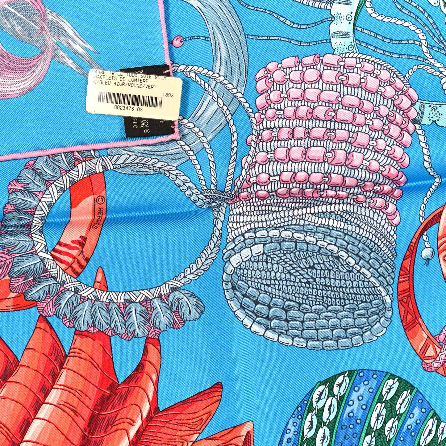 Silk Bracelets de Lumière Scarf 90 Bleu Azur Rouge Vert