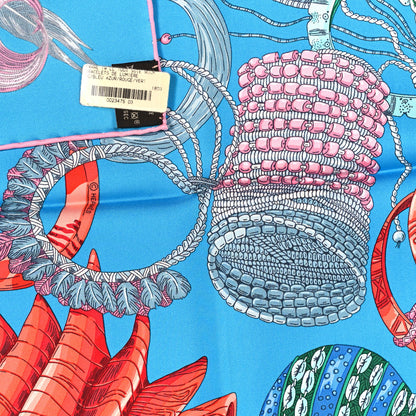 Hermes Silk Bracelets de Lumière Scarf 90 Bleu Azur Rouge Vert 3 of 3