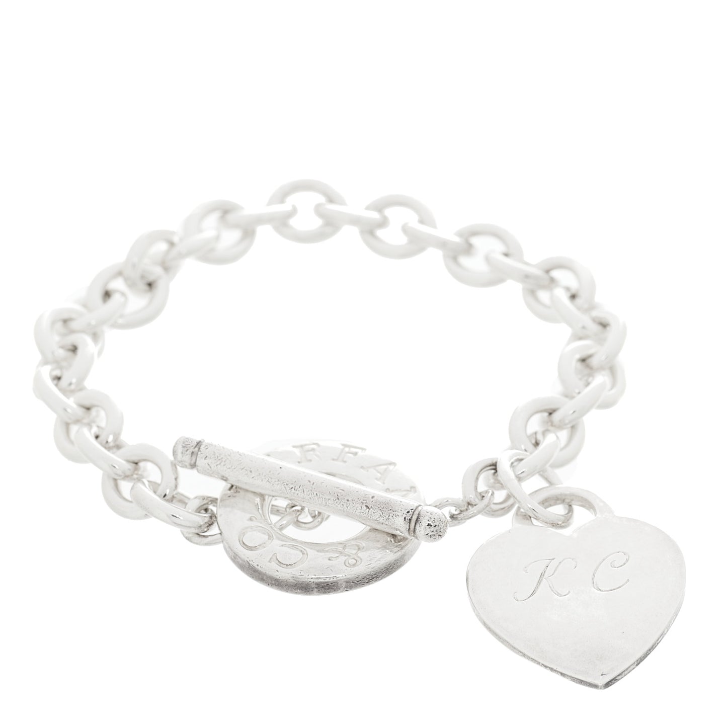 Sterling Silver Heart Tag Toggle Bracelet