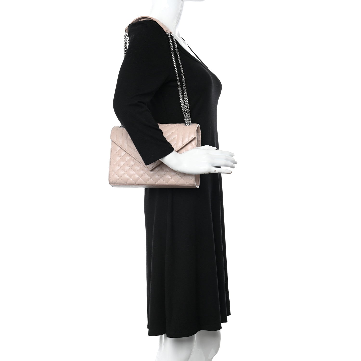 Saint Laurent Grain De Poudre Textured Mixed Matelasse Medium Triquilt Monogram Satchel Dark Beige 2 of 8