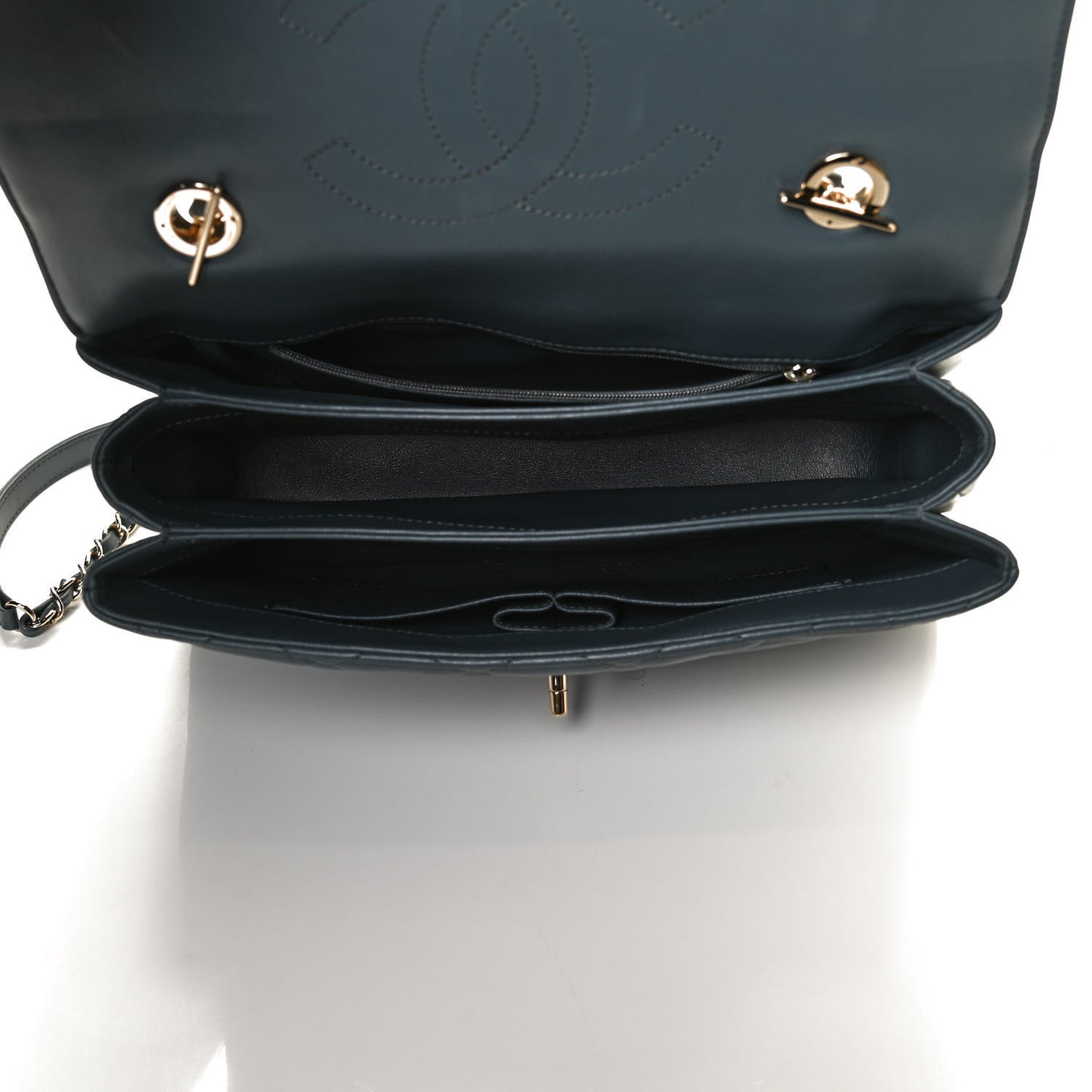 Lambskin Quilted Medium Trendy CC Flap Dual Handle Bag Blue