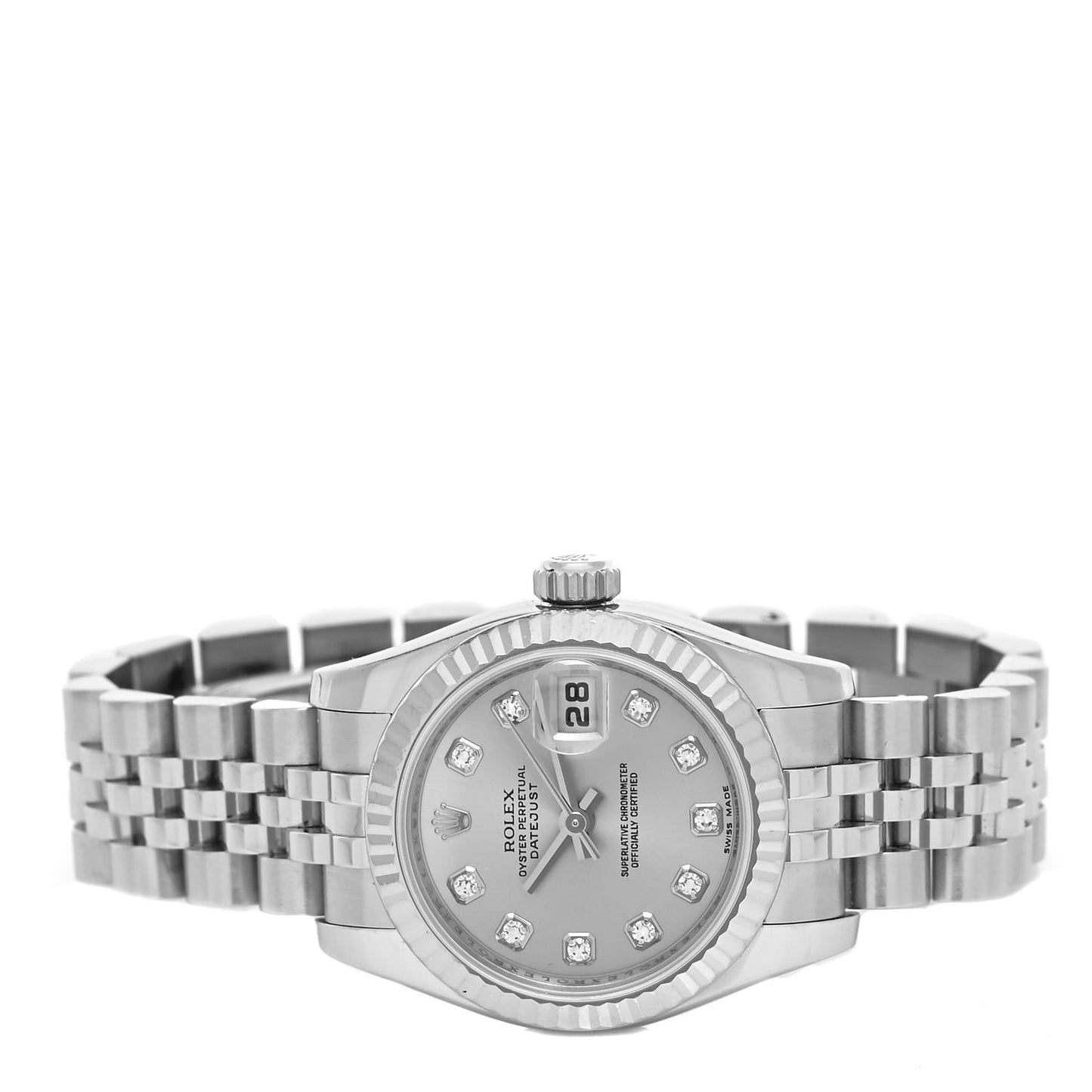 Stainless Steel 18K White Gold Diamond 26mm Oyster Perpetual Datejust Watch Silver 179174