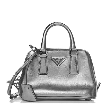 Prada Saffiano Lux Mini Promenade Tote Cromo 1 of 9