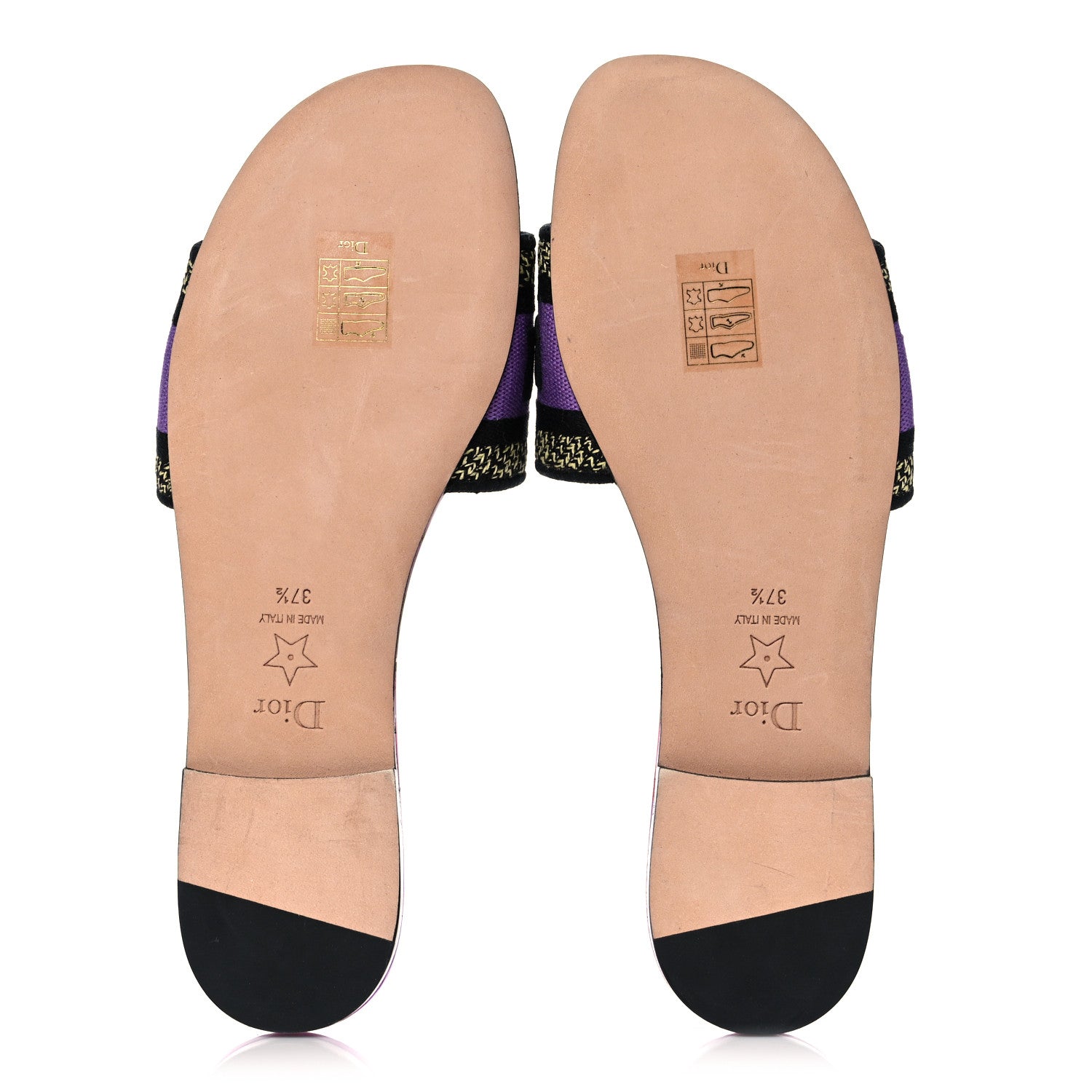 Christian Dior Canvas D-Flower Pop Embroidered Dway Flat Slide Sandals 37.5 Pink Purple Multicolor 5 of 8