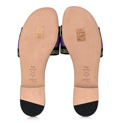 Christian Dior Canvas D-Flower Pop Embroidered Dway Flat Slide Sandals 37.5 Pink Purple Multicolor 5 of 8