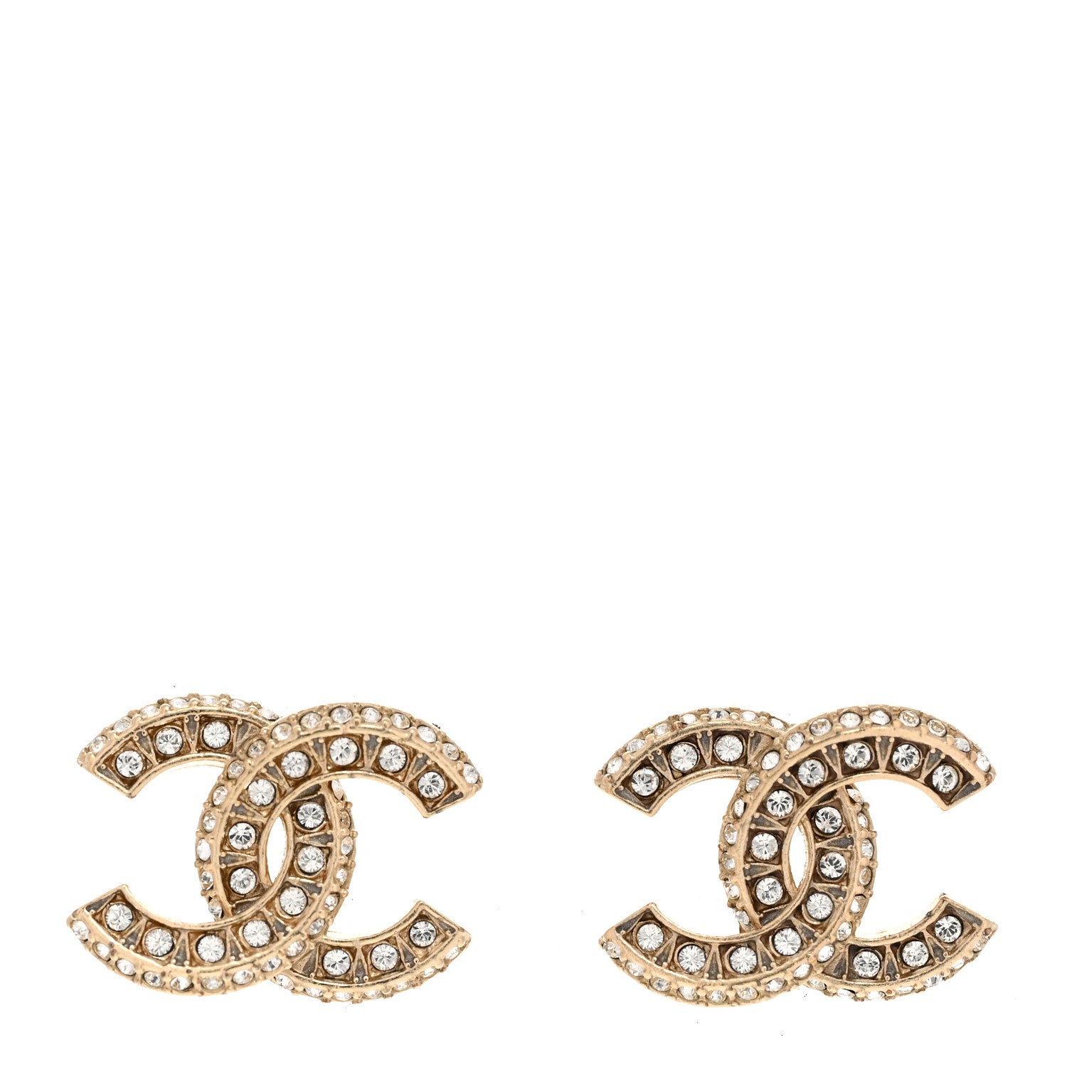 Chanel Crystal CC Earrings Light Gold 1 of 4