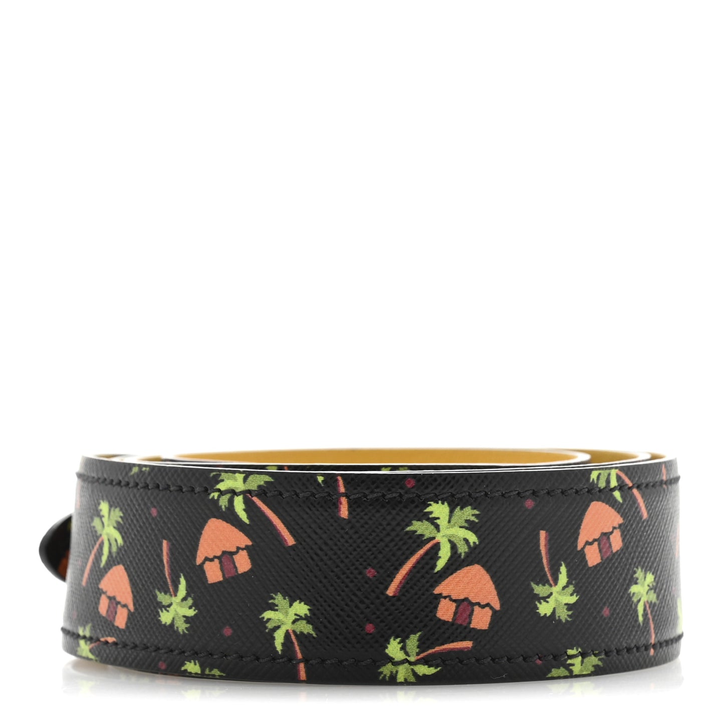 Saffiano Palm Tree Print Shoulder Strap Black