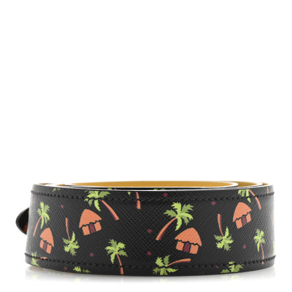 Prada Saffiano Palm Tree Print Shoulder Strap Black 2 of 6