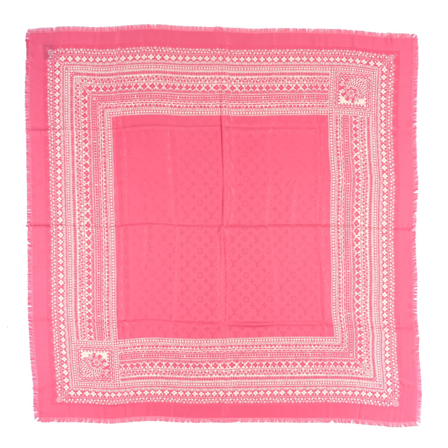Louis Vuitton Silk Wool Amstramgram Shawl Pink 1 of 3