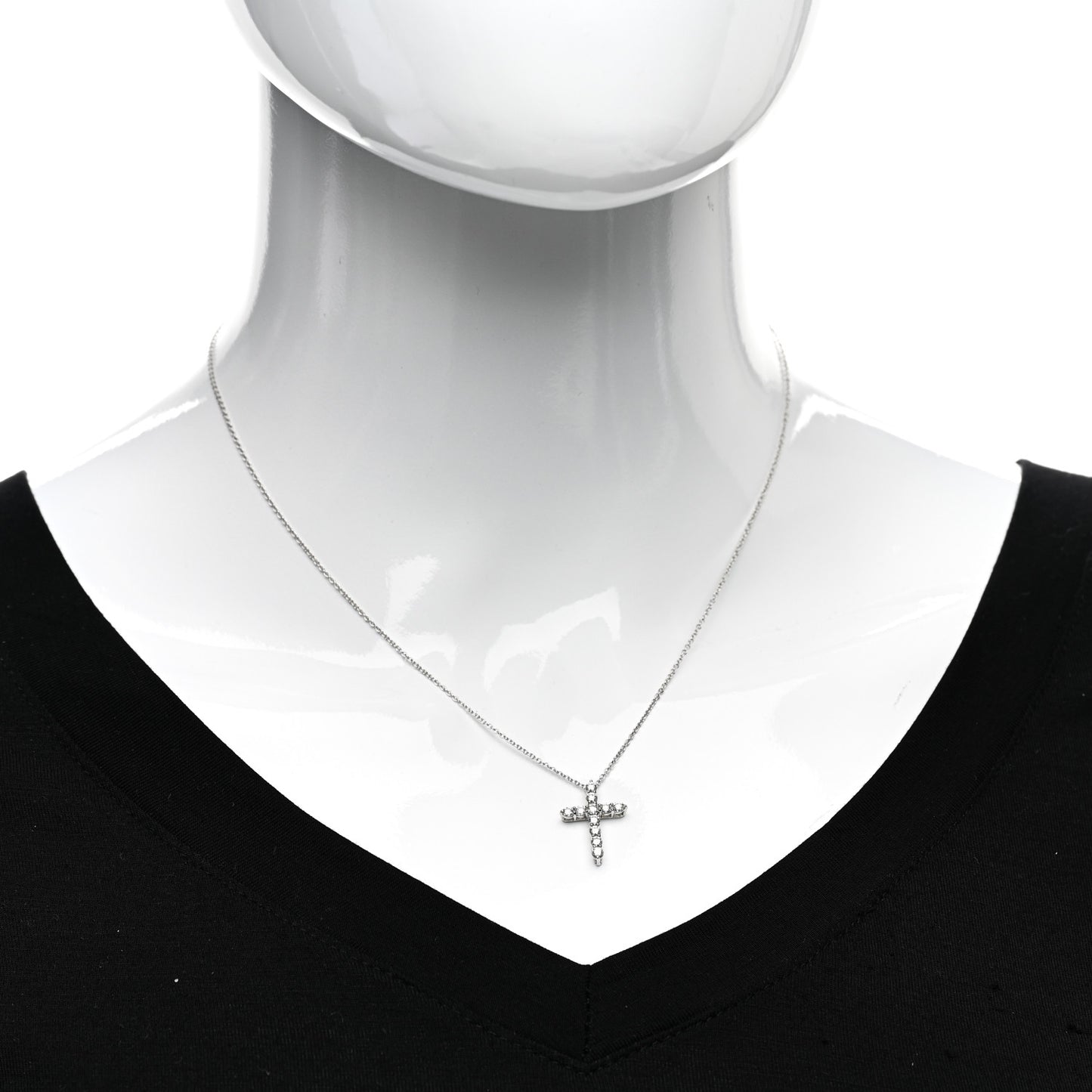 Platinum Diamond Small Cross Pendant Necklace