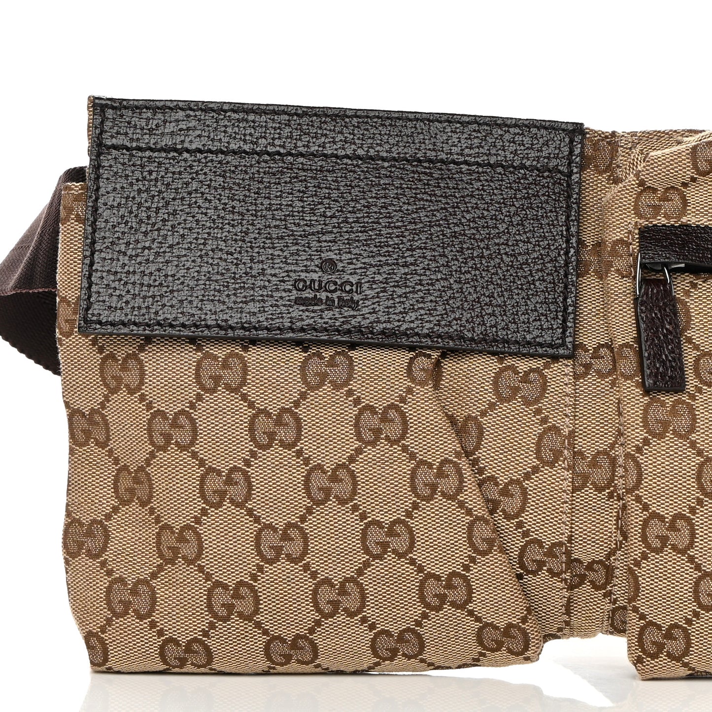 GG Monogram Double Pocket Belt Bag Dark Brown