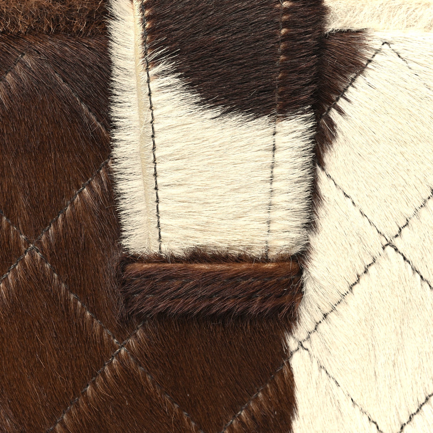 Chanel Pony Hair Quilted Cow Print Mini Top Handle Vanity Case Brown White 9 of 13