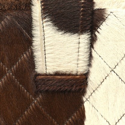 Chanel Pony Hair Quilted Cow Print Mini Top Handle Vanity Case Brown White 9 of 13