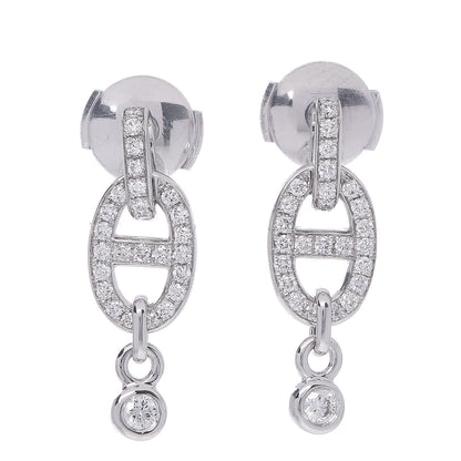 Hermes 18K White Gold Diamond PM Chaine D'Ancre Enchainee Earrings 1 of 6