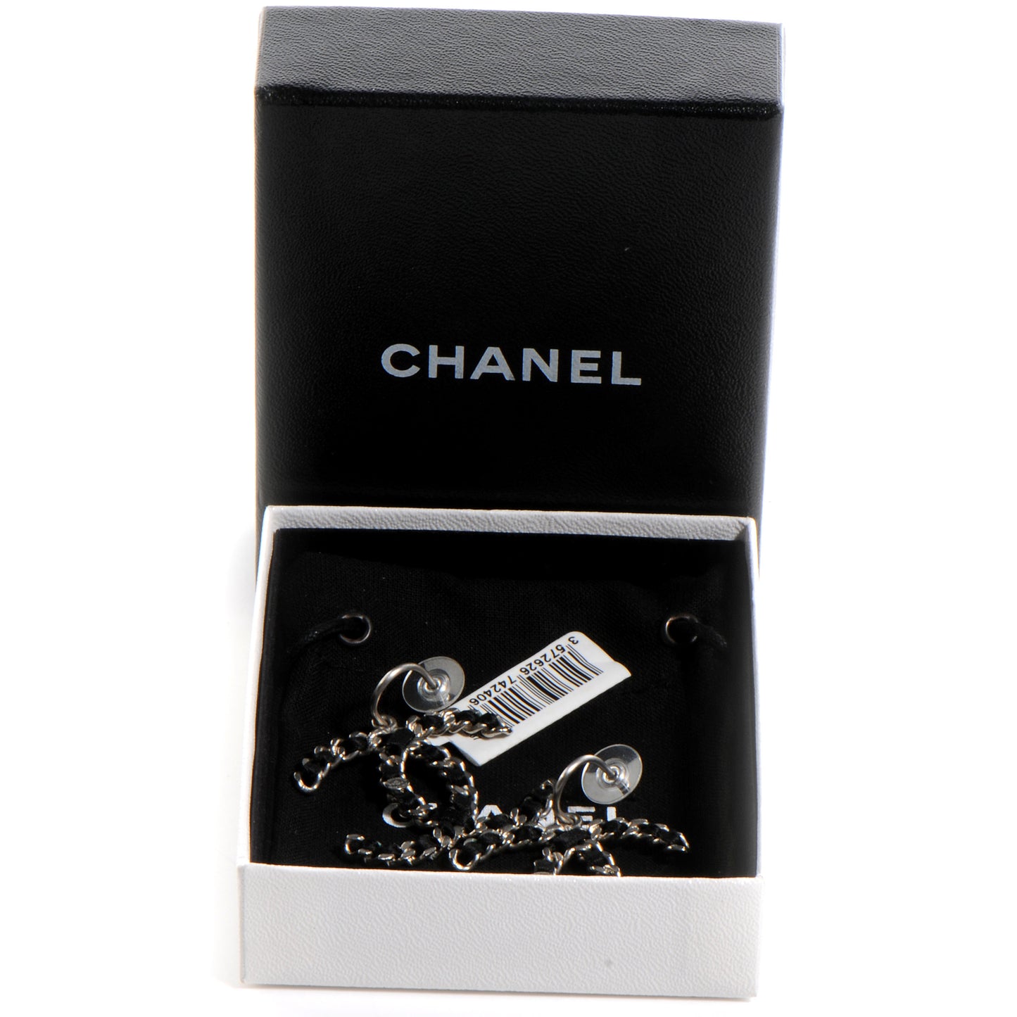 Satin CC Chain Earrings Silver