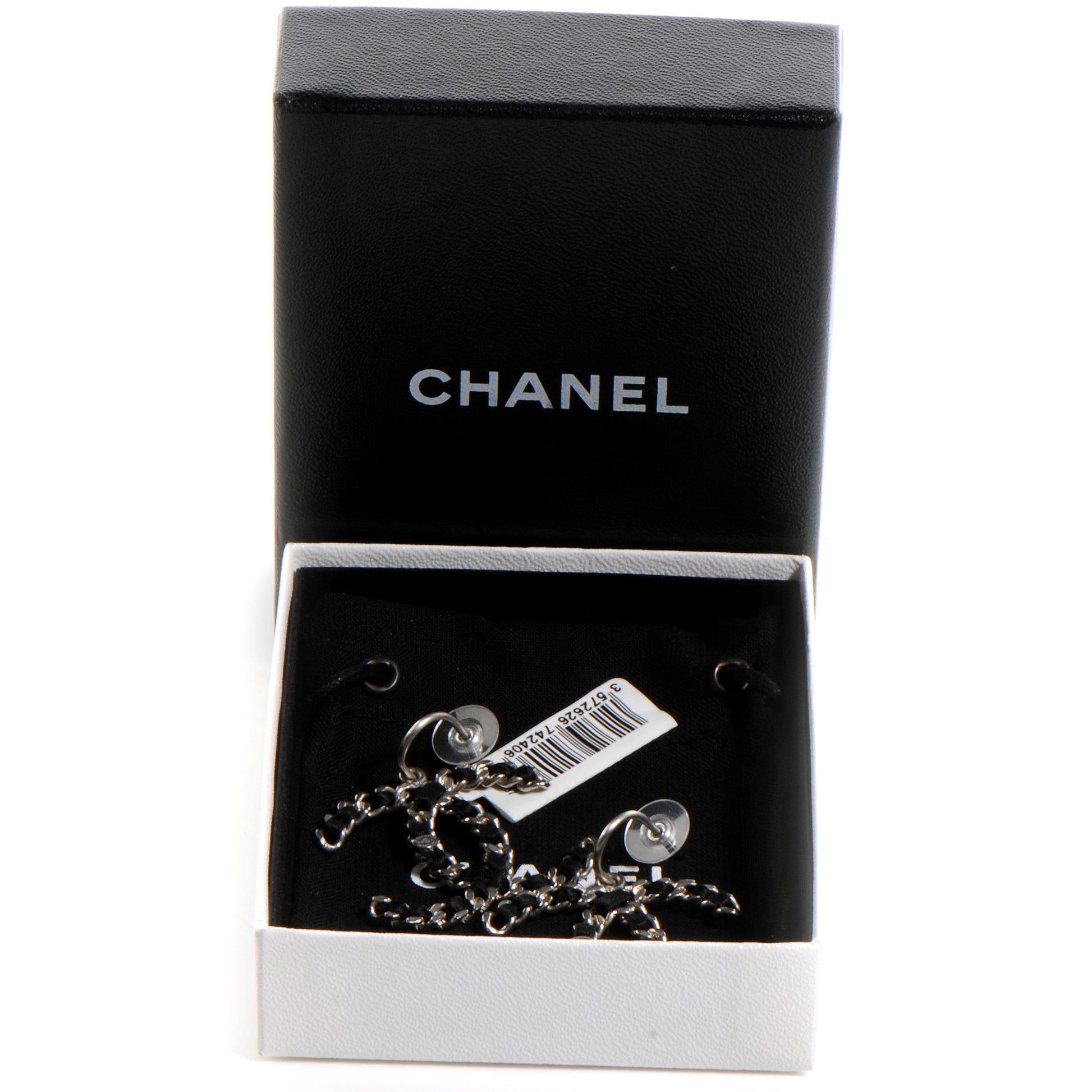 Chanel Satin CC Chain Earrings Silver 5 of 5
