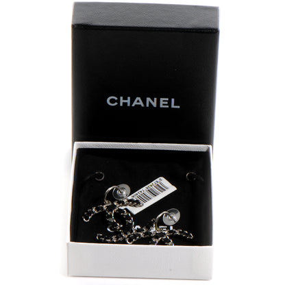 Chanel Satin CC Chain Earrings Silver 5 of 5