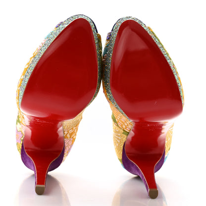 Christian Louboutin Tissu Glitter Dragon Lady Peep 150 Pumps 38 Pollen 5 of 8