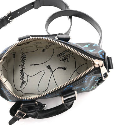 Louis Vuitton Monogram Iridescent Keepall Bandouliere 25 Black 5 of 9
