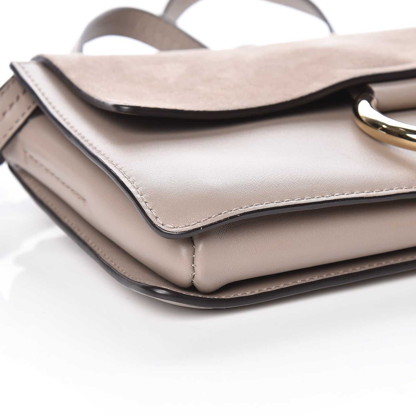 Suede Calfskin Small Faye Shoulder Bag Motty Grey