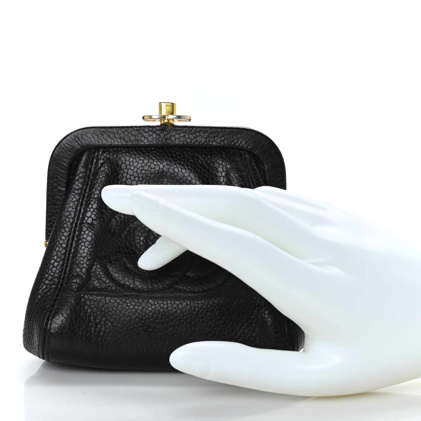 Caviar CC Kiss Lock Coin Purse Black