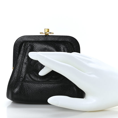 Chanel Caviar CC Kiss Lock Coin Purse Black 2 of 7