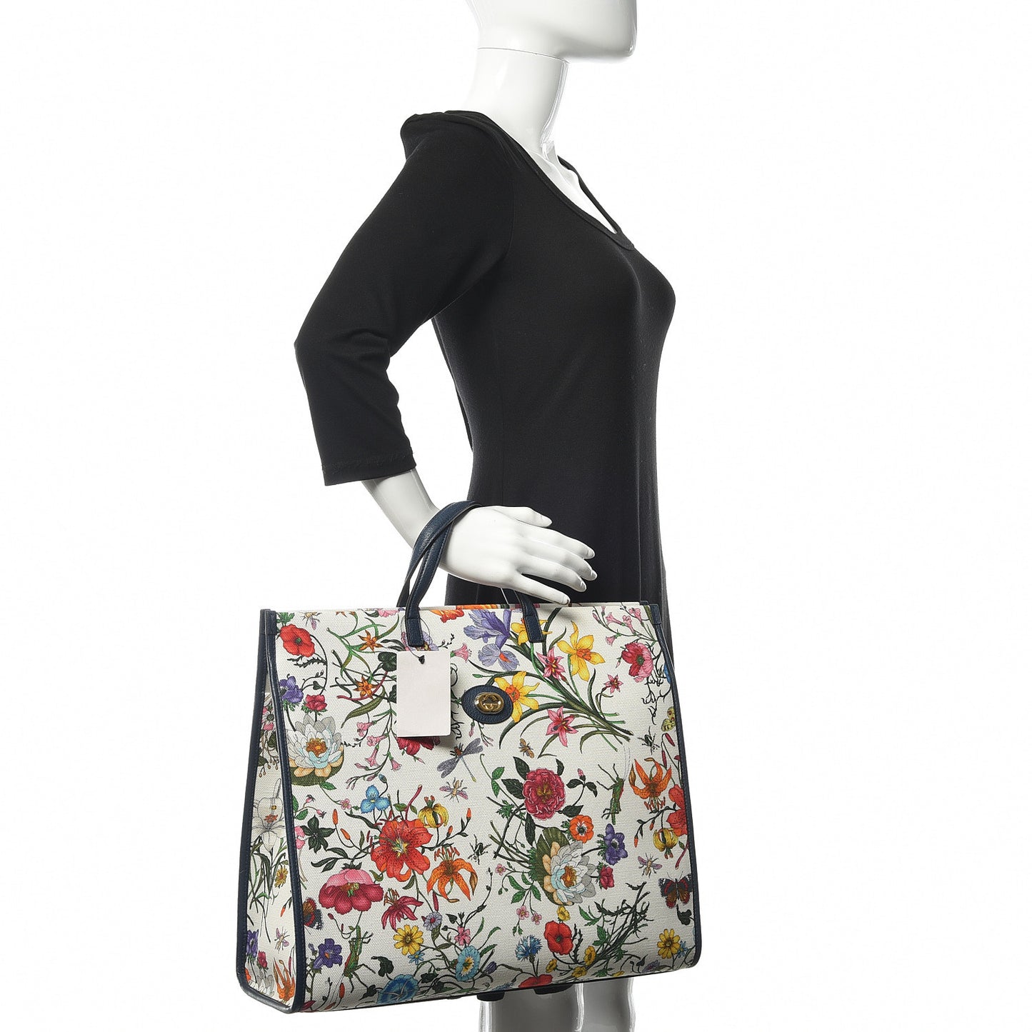 Canvas Large Flora Tote Navy Multicolor