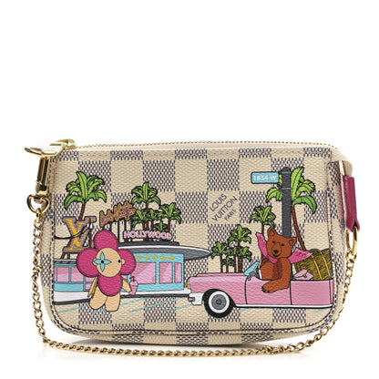 Louis Vuitton Damier Azur 2021 Christmas Animation Hollywood Mini Pochette Accessories Fuchsia 1 of 8