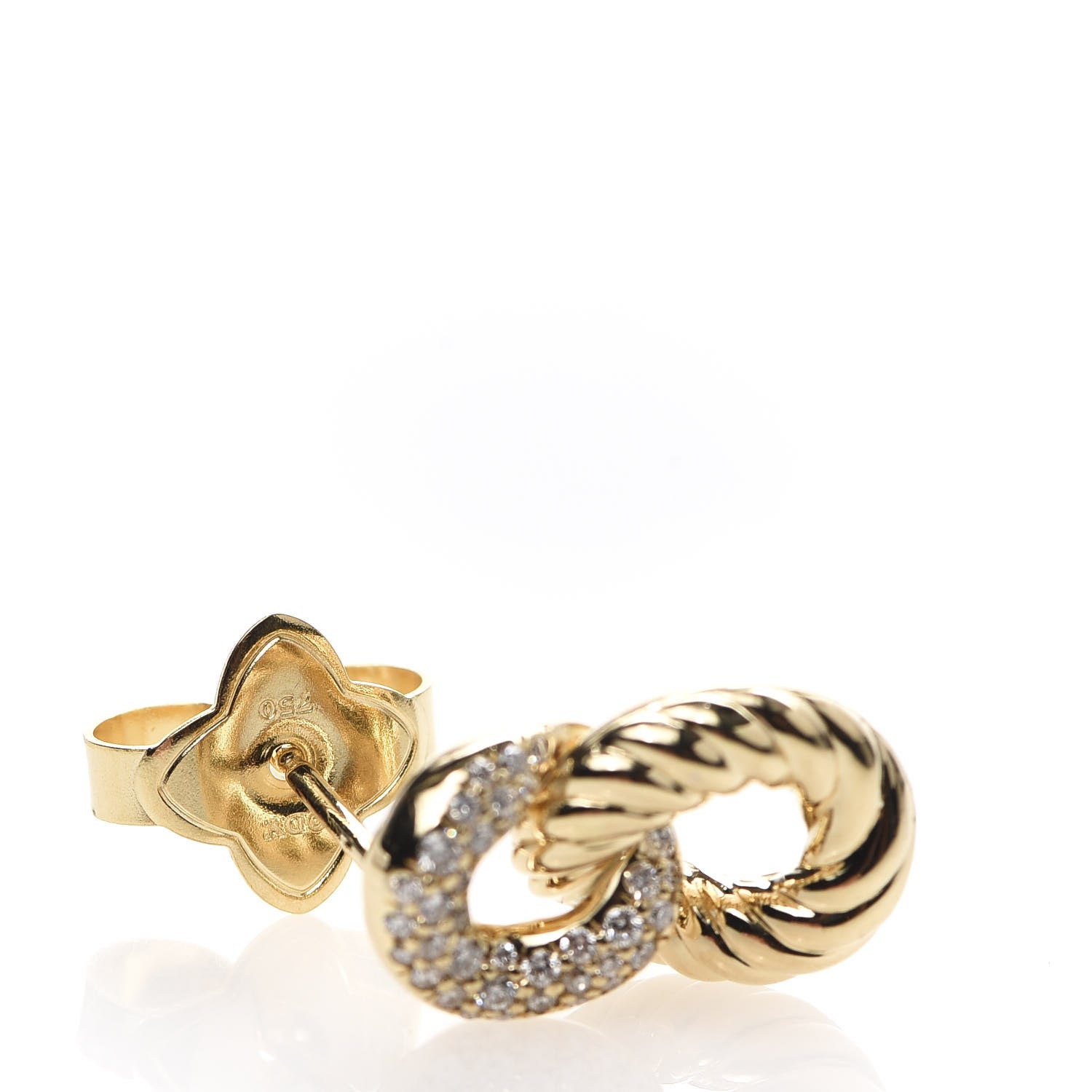 David Yurman 18K Yellow Gold Diamond Extra Small Belmont Curb Link Drop Earrings 4 of 5
