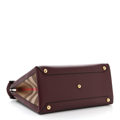 Burberry Derby Calfskin House Check Medium Banner Tote Mahogany Red 4 of 12