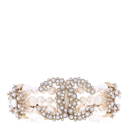 Chanel Crystal Pearl CC Bracelet Gold 1 of 4