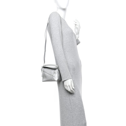 Loewe Laminated Lambskin Mini Puzzle Edge Bag Silver 2 of 9