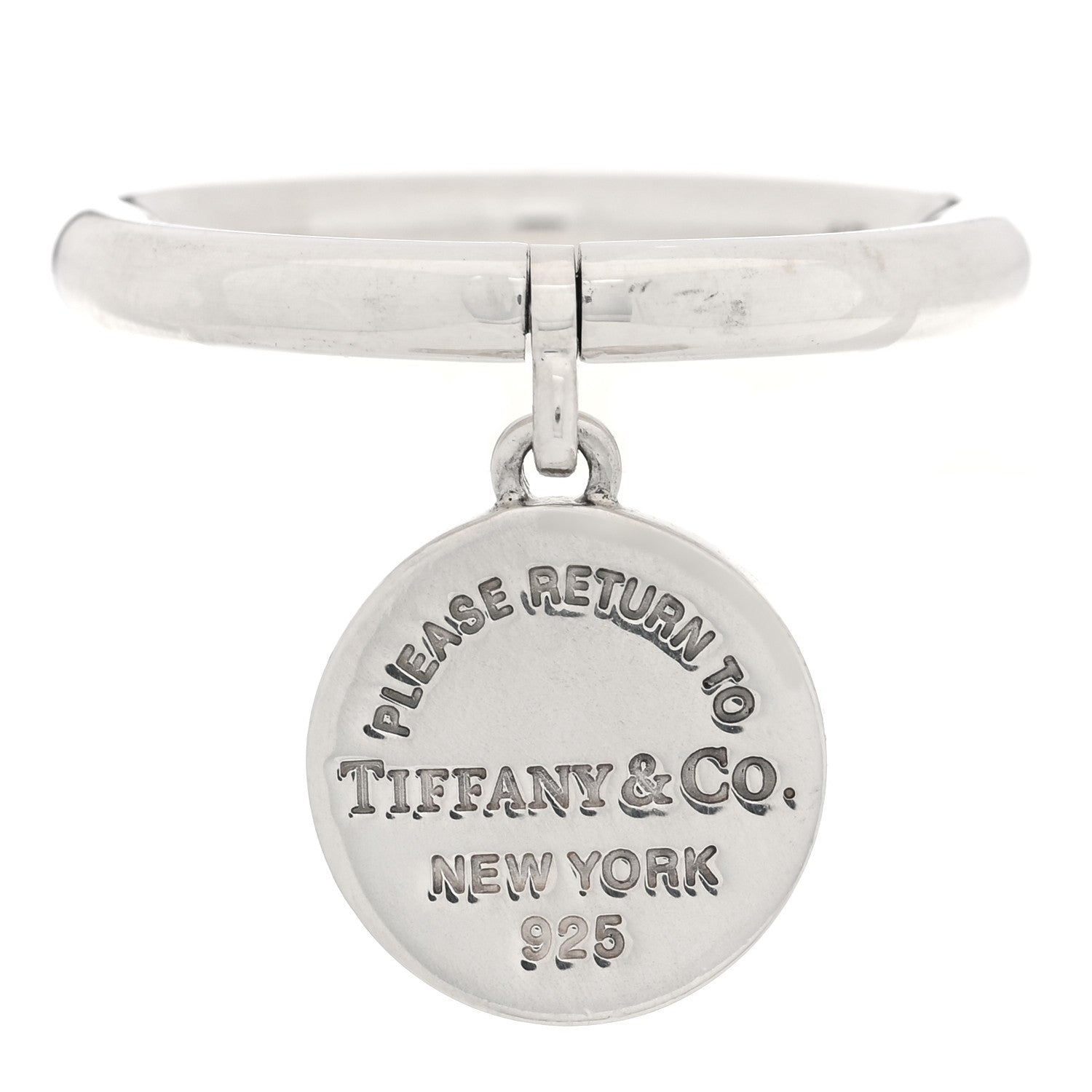 Tiffany Sterling Silver Return to Tiffany Round Charm Ring 50 5.5 1 of 5