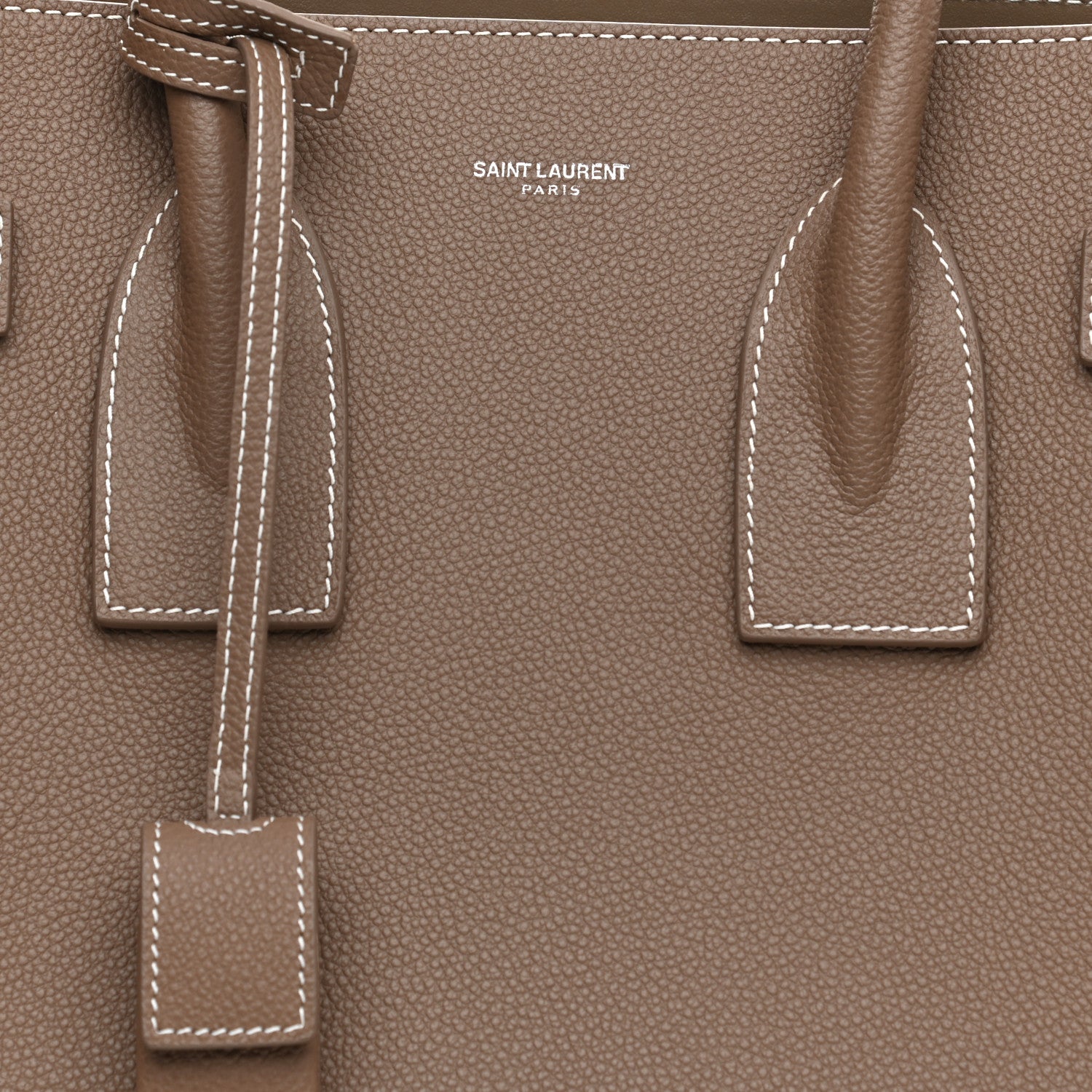 Saint Laurent Grained Calfskin Topstitch Small Classic Sac De Jour Taupe 8 of 9