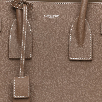 Saint Laurent Grained Calfskin Topstitch Small Classic Sac De Jour Taupe 8 of 9