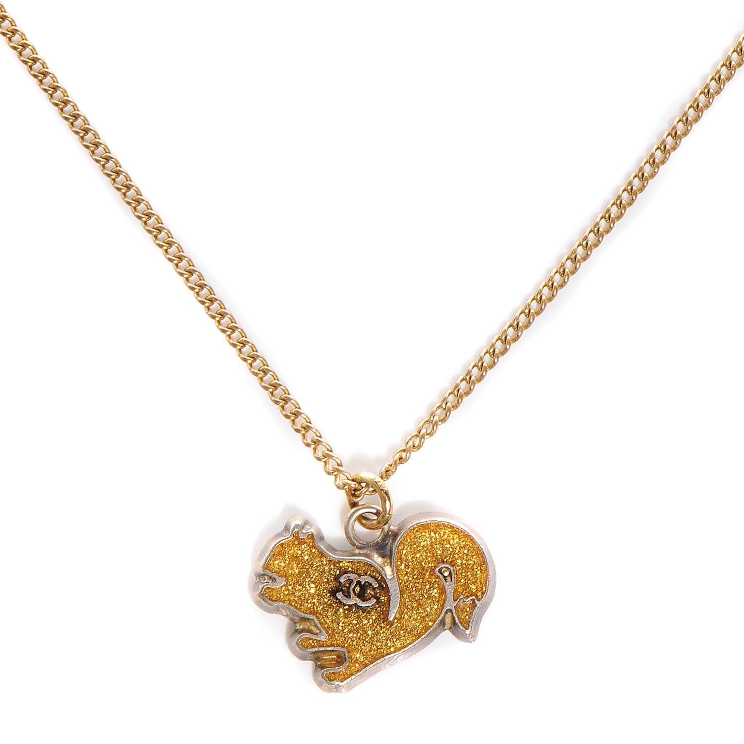 Chanel Squirrel CC Necklace Gold 1 of 5