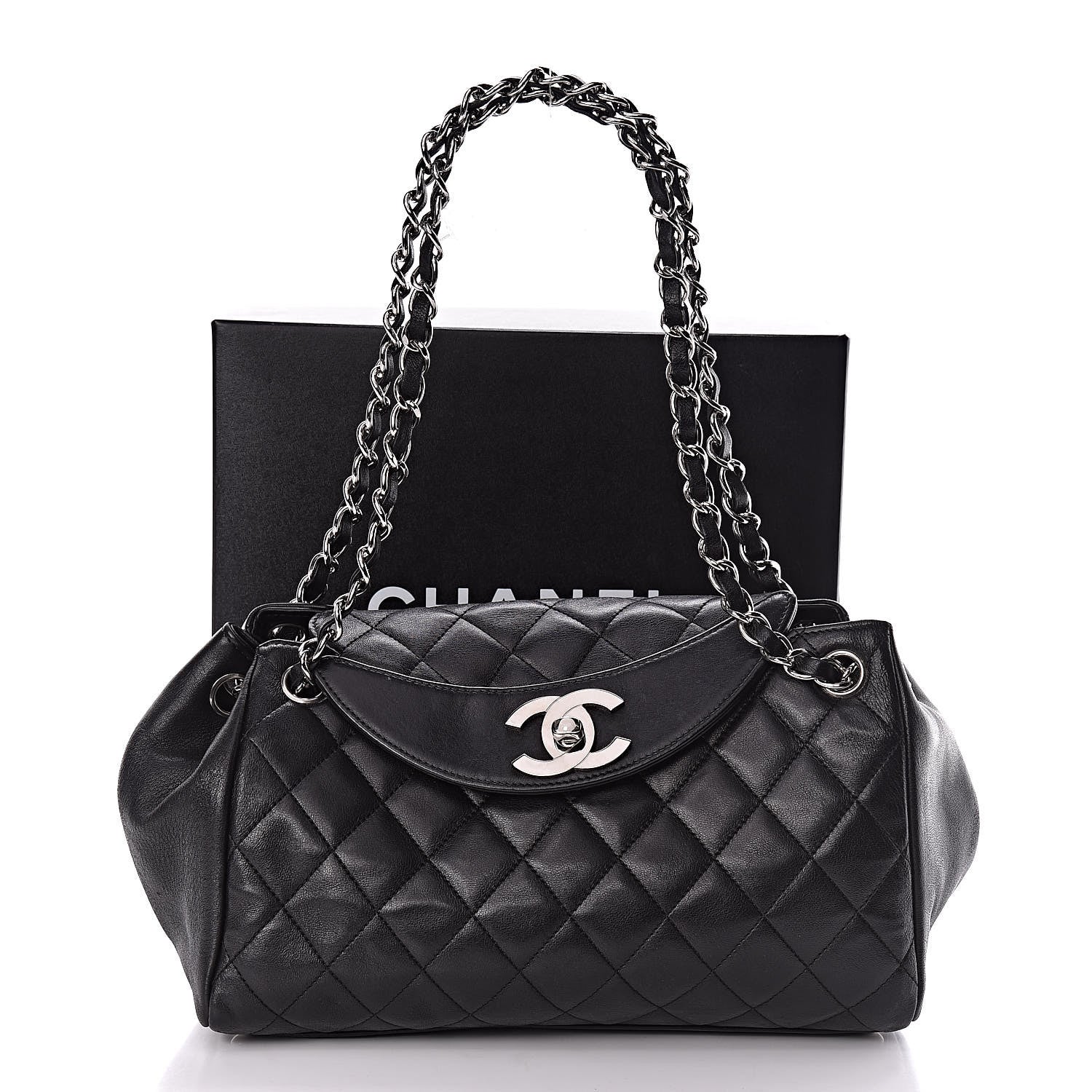Chanel Lambskin Medium Single Accordion Flap Black 11 of 11