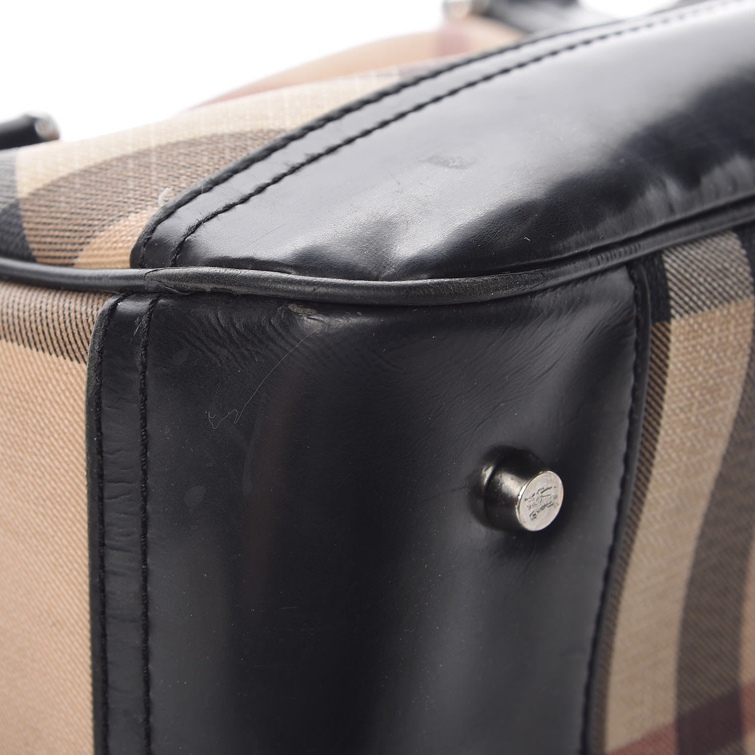 Burberry Supernova Check Patent Bowling Bag Black 18 of 22