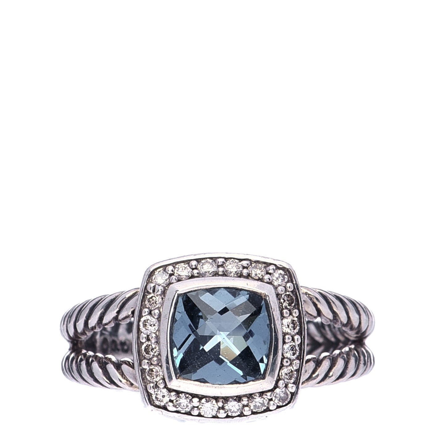 Sterling Silver Diamond Hampton Blue Topaz 7mm Petite Albion Ring 54 7