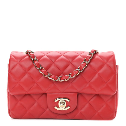 Chanel Lambskin Quilted Mini Rectangular Flap Red 1 of 9